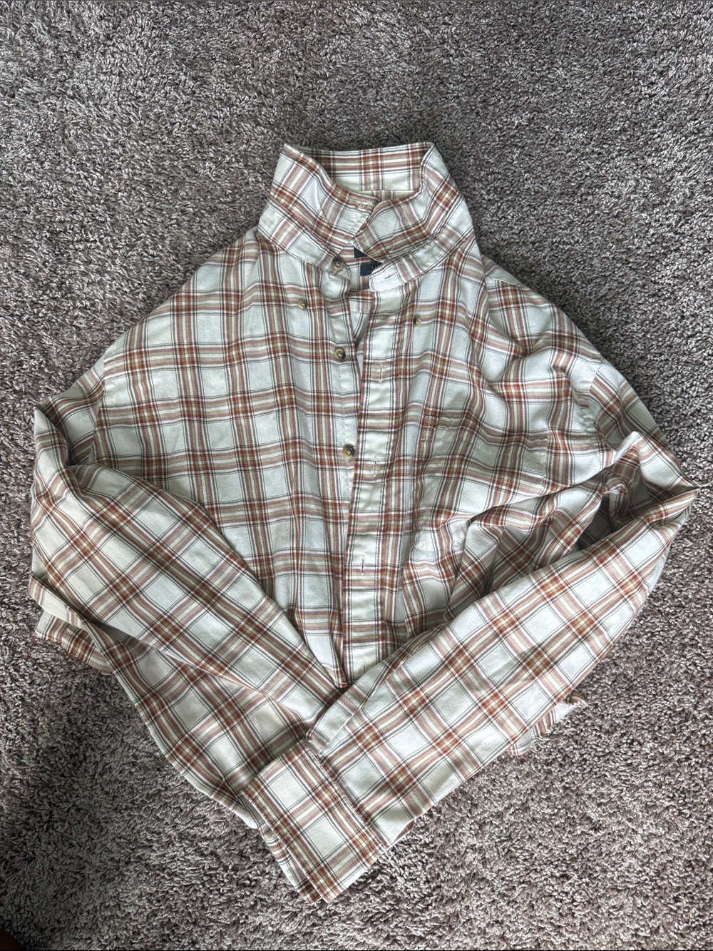 Arrow Cream and Brown Plaid Button-Down Shirt